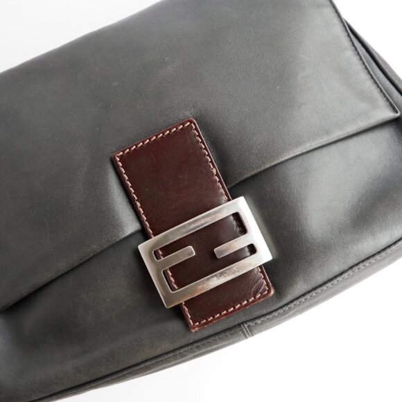 Authentic Preowned Fendi Black/Brown Leather Mamma Baguette Shoulder Bag - Picture 3 of 16